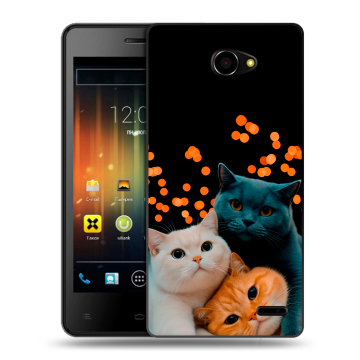Пластиковый чехол на Fly IQ4403 Energie 3 с принтом Кошки Пластиковый чехол на Fly IQ4403 Energie 3 с принтом Кошки