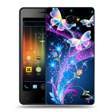 Пластиковый чехол на Fly Iq4403 Energie 3 с принтом Бабочки Пластиковый чехол на Fly Iq4403 Energie 3 с принтом Бабочки