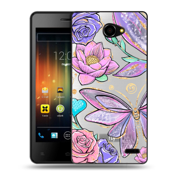 Пластиковый чехол на Fly Iq4403 Energie 3 с принтом Бабочки и цветы