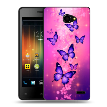 Пластиковый чехол на Fly Iq4403 Energie 3 с принтом Бабочки Пластиковый чехол на Fly Iq4403 Energie 3 с принтом Бабочки