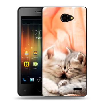 Пластиковый чехол на Fly Iq4403 Energie 3 с принтом Котята Пластиковый чехол на Fly Iq4403 Energie 3 с принтом Котята