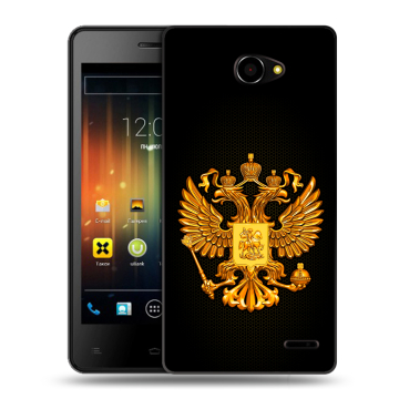 Пластиковый чехол на Fly Iq4403 Energie 3 с принтом Герб России желтый Пластиковый чехол на Fly Iq4403 Energie 3 с принтом Герб России желтый