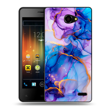 Пластиковый чехол на Fly Iq4403 Energie 3 с принтом синий мрамор Пластиковый чехол на Fly Iq4403 Energie 3 с принтом синий мрамор