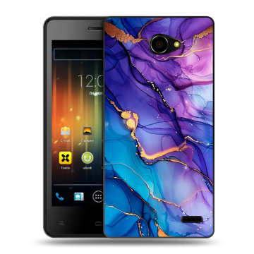 Пластиковый чехол на Fly Iq4403 Energie 3 с принтом синий мрамор Пластиковый чехол на Fly Iq4403 Energie 3 с принтом синий мрамор