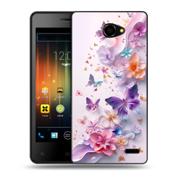 Пластиковый чехол на Fly Iq4403 Energie 3 с принтом цветы бабочки