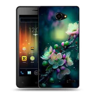 Пластиковый чехол на Fly Iq4403 Energie 3 с принтом Цветы и мрамор