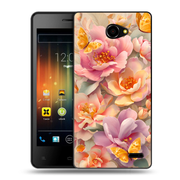 Пластиковый чехол на Fly Iq4403 Energie 3 с принтом Цветы и бабочки
