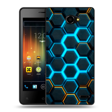 Пластиковый чехол на Fly Iq4403 Energie 3 с принтом Неоновые соты