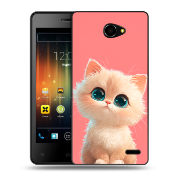 Пластиковый чехол на Fly Iq4403 Energie 3 с принтом Розовый котенок