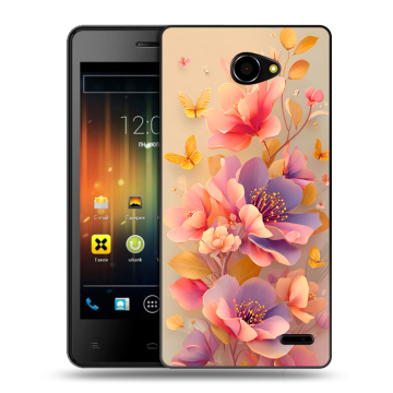 Пластиковый чехол на Fly Iq4403 Energie 3 с принтом Цветы и бабочки