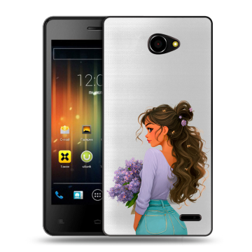 Пластиковый чехол на Fly Iq4403 Energie 3 с принтом девушка цветы