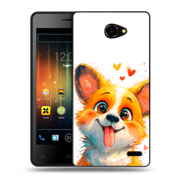 Пластиковый чехол на Fly Iq4403 Energie 3 с принтом корги Пластиковый чехол на Fly Iq4403 Energie 3 с принтом корги