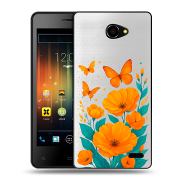 Пластиковый чехол на Fly Iq4403 Energie 3 с принтом цветы бабочки
