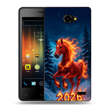 Пластиковый чехол на Fly Iq4403 Energie 3 с принтом Новый год коня