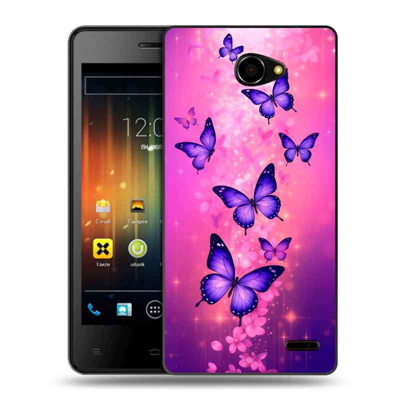 Пластиковый чехол на Fly Iq4403 Energie 3 с принтом Бабочки Пластиковый чехол на Fly Iq4403 Energie 3 с принтом Бабочки
