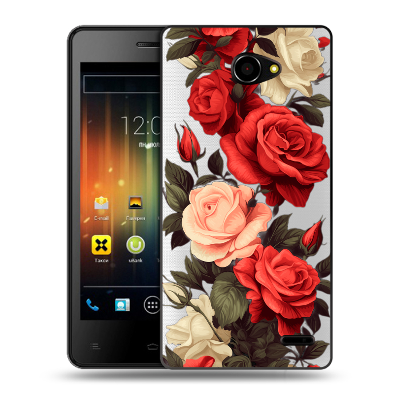 Пластиковый чехол на Fly Iq4403 Energie 3 с принтом Розы Пластиковый чехол на Fly Iq4403 Energie 3 с принтом Розы