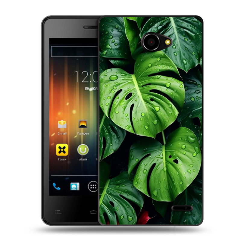 Пластиковый чехол на Fly Iq4403 Energie 3 с принтом Листья Пластиковый чехол на Fly Iq4403 Energie 3 с принтом Листья
