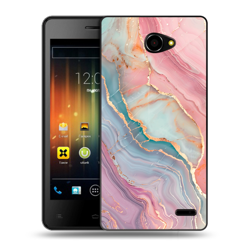 Пластиковый чехол на Fly Iq4403 Energie 3 с принтом розовый мрамор Пластиковый чехол на Fly Iq4403 Energie 3 с принтом розовый мрамор