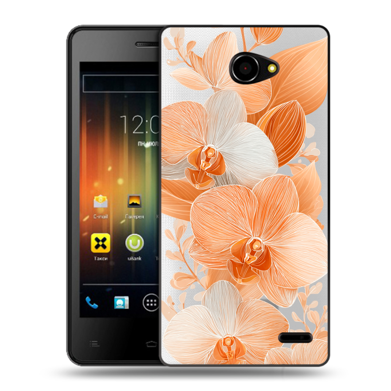 Пластиковый чехол на Fly Iq4403 Energie 3 с принтом Бежевые цветы Пластиковый чехол на Fly Iq4403 Energie 3 с принтом Бежевые цветы