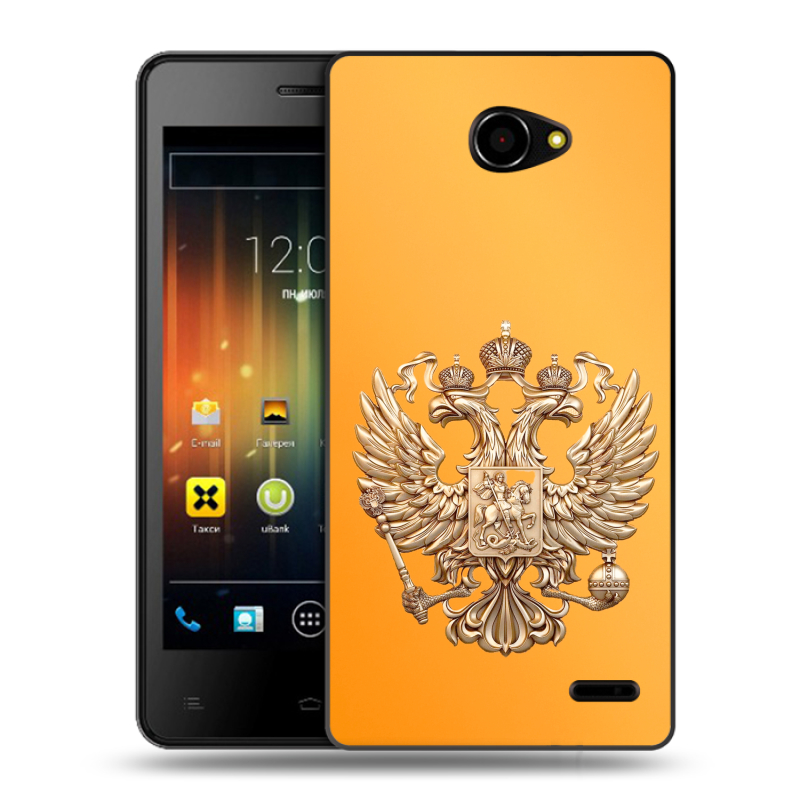 Пластиковый чехол на Fly Iq4403 Energie 3 с принтом Герб Флаг России Пластиковый чехол на Fly Iq4403 Energie 3 с принтом Герб Флаг России