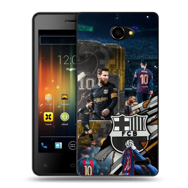 Пластиковый чехол на Fly Iq4403 Energie 3 с принтом Messi Barcelona Пластиковый чехол на Fly Iq4403 Energie 3 с принтом Messi Barcelona