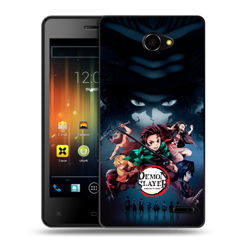 Пластиковый чехол на Fly Iq4403 Energie 3 с принтом Demon Slayer Клинок рассекающий демонов Пластиковый чехол на Fly Iq4403 Energie 3 с принтом Demon Slayer Клинок рассекающий демонов