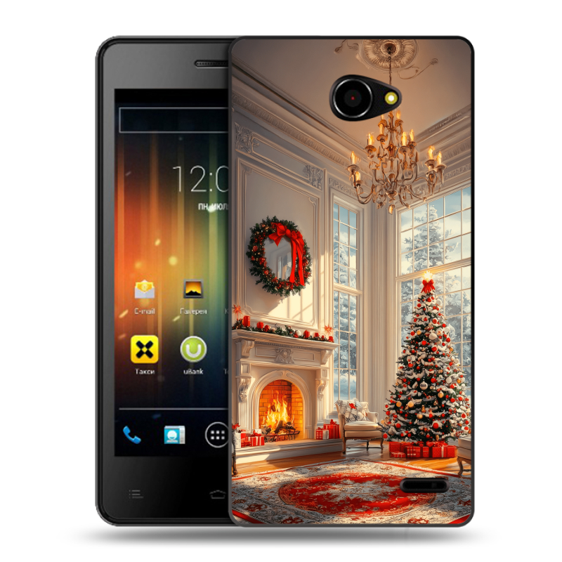 Пластиковый чехол на Fly Iq4403 Energie 3 с принтом Новый год Пластиковый чехол на Fly Iq4403 Energie 3 с принтом Новый год