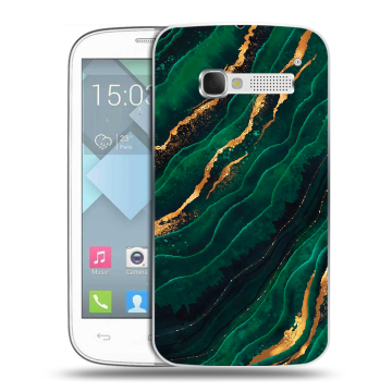 Пластиковый чехол на Alcatel One Touch Pop C5 с принтом Мрамор зеленое золото