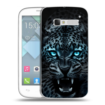 Пластиковый чехол на Alcatel One Touch Pop C5 с принтом Темный леопард
