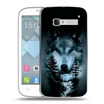 Пластиковый чехол на Alcatel One Touch Pop C5 с принтом Лесной волк