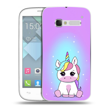 Пластиковый чехол на Alcatel One Touch Pop C5 с принтом Единорог