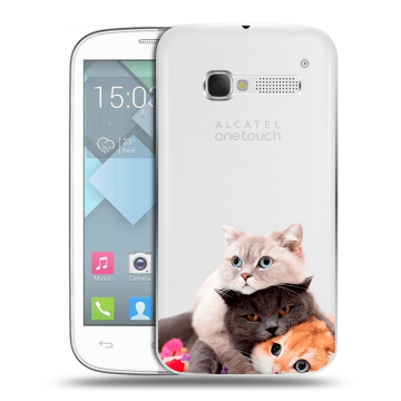 Пластиковый чехол на Alcatel One Touch Pop C5 с принтом Кошки