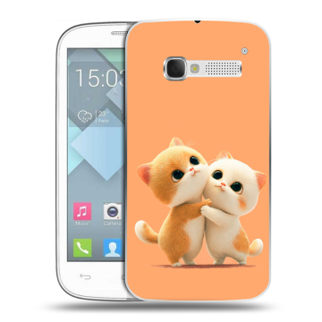 Пластиковый чехол на Alcatel One Touch Pop C5 с принтом Милые котики