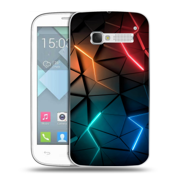 Пластиковый чехол на Alcatel One Touch Pop C5 с принтом Абстракция неон