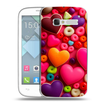 Пластиковый чехол на Alcatel One Touch Pop C5 с принтом Сердечки