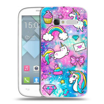 Пластиковый чехол на Alcatel One Touch Pop C5 с принтом Единороги Пластиковый чехол на Alcatel One Touch Pop C5 с принтом Единороги