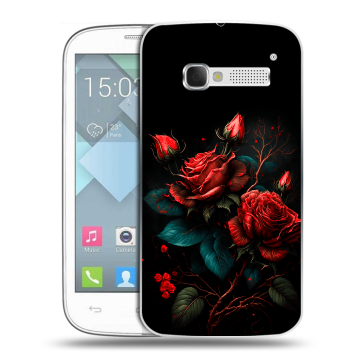 Пластиковый чехол на Alcatel One Touch Pop C5 с принтом Розы красные