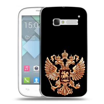 Пластиковый чехол на Alcatel One Touch Pop C5 с принтом Герб России золотой Пластиковый чехол на Alcatel One Touch Pop C5 с принтом Герб России золотой