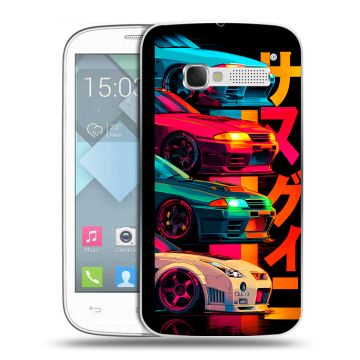 Пластиковый чехол на Alcatel One Touch Pop C5 с принтом Гоночные машины