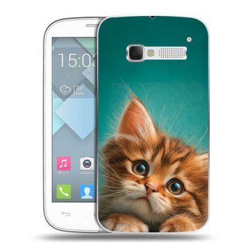 Пластиковый чехол на Alcatel One Touch Pop C5 с принтом котенок