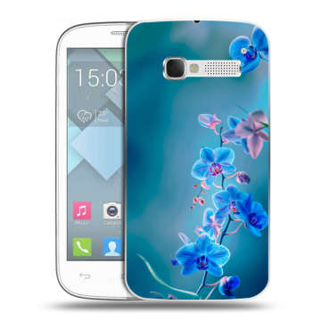Пластиковый чехол на Alcatel One Touch Pop C5 с принтом Голубые цветы