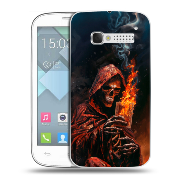 Пластиковый чехол на Alcatel One Touch Pop C5 с принтом Скелет и карты Пластиковый чехол на Alcatel One Touch Pop C5 с принтом Скелет и карты