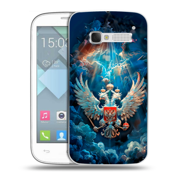Пластиковый чехол на Alcatel One Touch Pop C5 с принтом Герб флаг России Пластиковый чехол на Alcatel One Touch Pop C5 с принтом Герб флаг России
