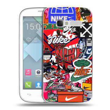 Пластиковый чехол на Alcatel One Touch Pop C5 с принтом Найк Nike яркий Пластиковый чехол на Alcatel One Touch Pop C5 с принтом Найк Nike яркий