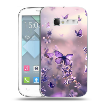 Пластиковый чехол на Alcatel One Touch Pop C5 с принтом бабочки и лаванда