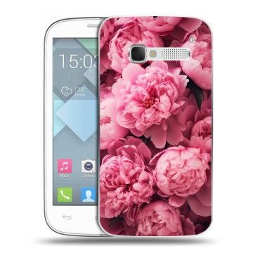 Пластиковый чехол на Alcatel One Touch Pop C5 с принтом цветы пионы Пластиковый чехол на Alcatel One Touch Pop C5 с принтом цветы пионы