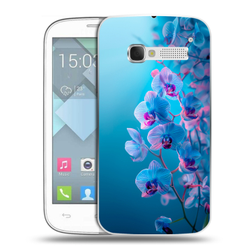 Пластиковый чехол на Alcatel One Touch Pop C5 с принтом голубые орхидеи Пластиковый чехол на Alcatel One Touch Pop C5 с принтом голубые орхидеи