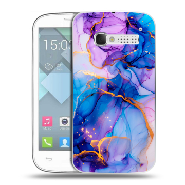 Пластиковый чехол на Alcatel One Touch Pop C5 с принтом синий мрамор