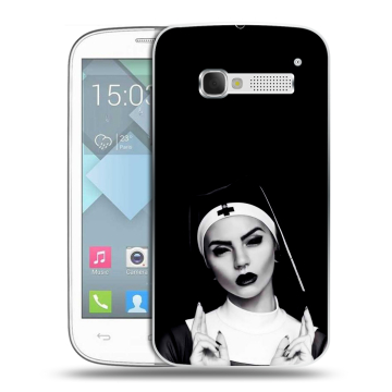 Пластиковый чехол на Alcatel One Touch Pop C5 с принтом монашка Пластиковый чехол на Alcatel One Touch Pop C5 с принтом монашка