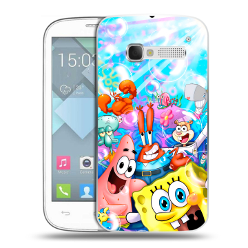 Пластиковый чехол на Alcatel One Touch Pop C5 с принтом спанчбоб спанч боб